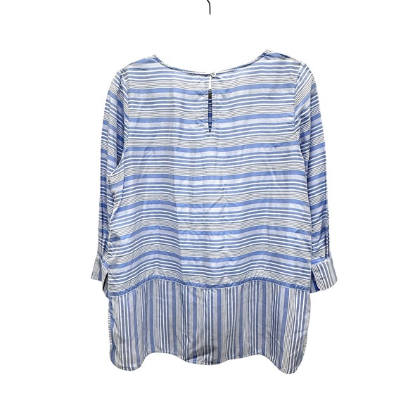 Ann Mashburn Silk Striped Tunic Blouse Pullover Long Sleeve size M - Picture 2 of 6